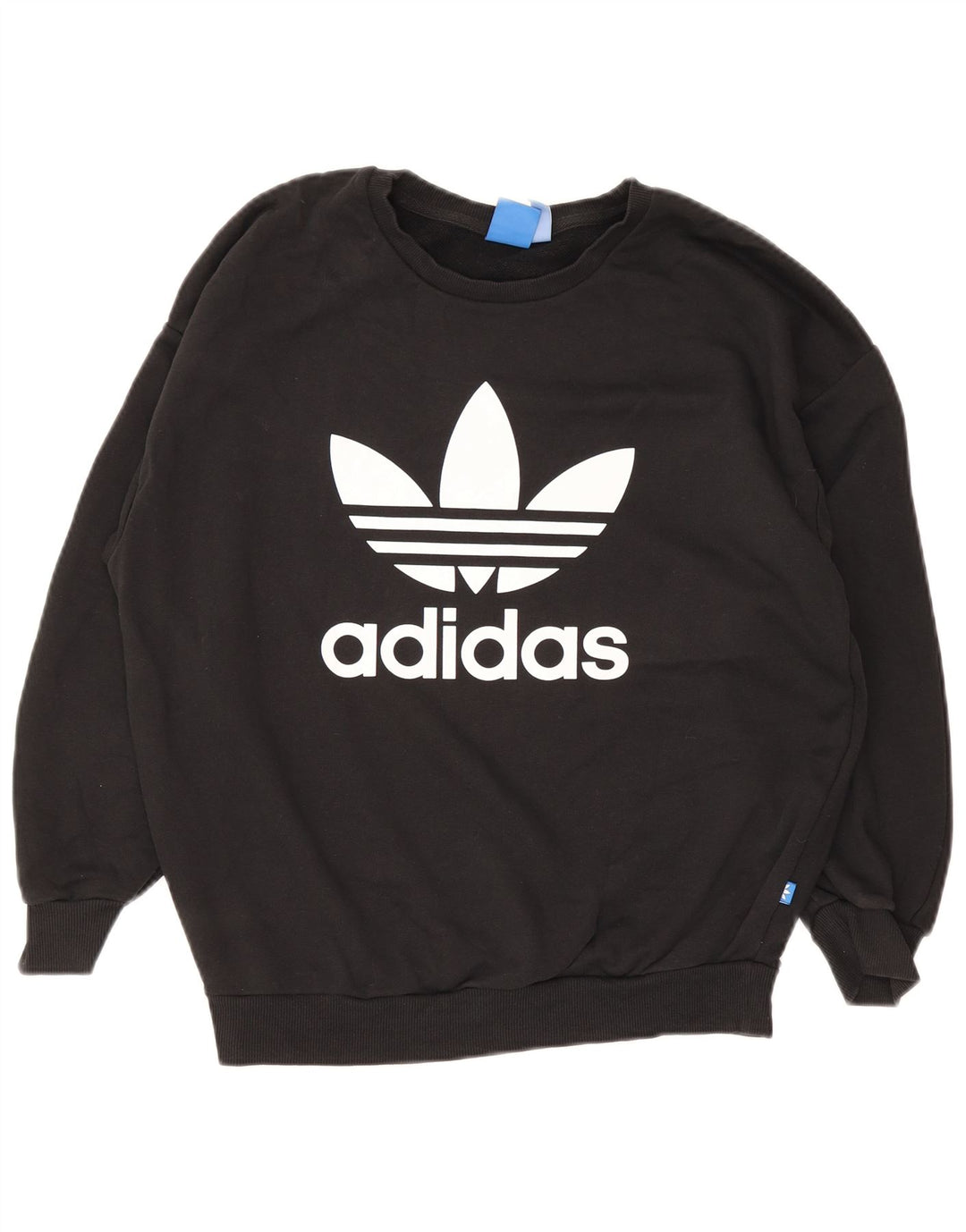 Adidas Womens Graphic Oversized Sweatshirt Jumper UK 10 Small Black Bomuld