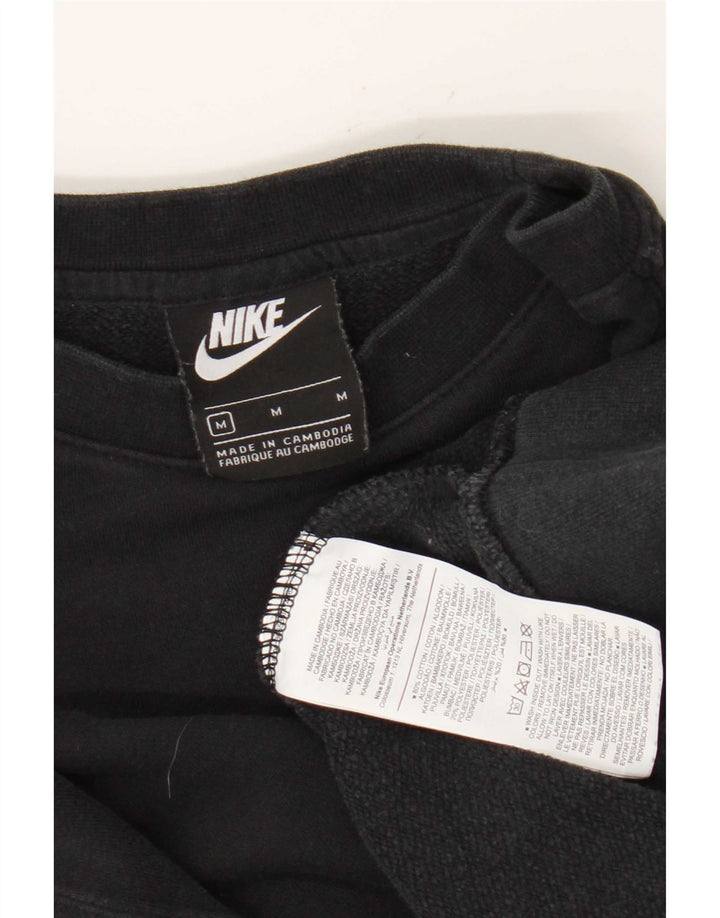Nike Herre Swoosh Grafisk Sweatshirt Jumper Medium Sort Bomuld