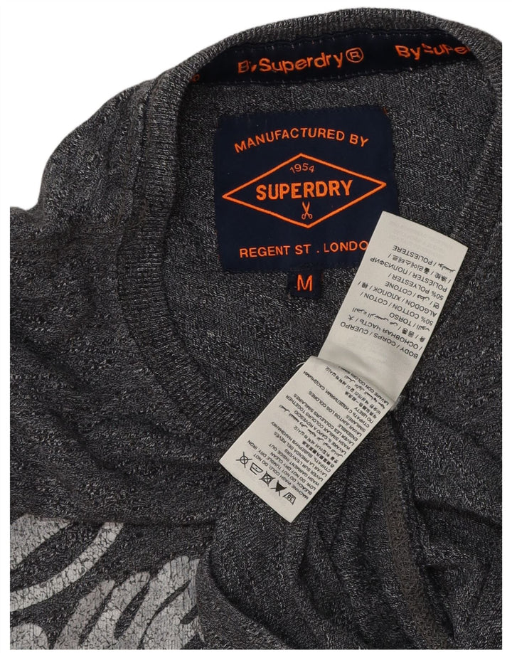 Superdry grafisk t-shirt til mænd, mellemgrå flækket bomuld