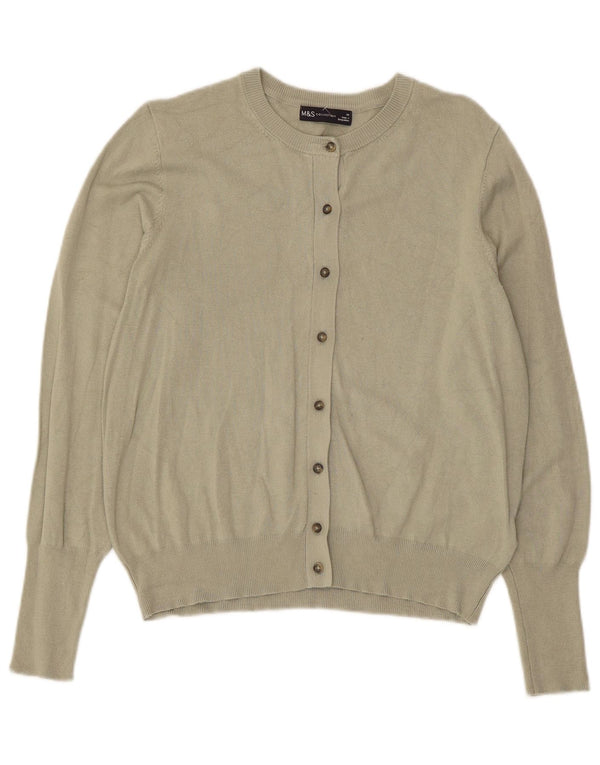 Marks & Spencer Dame Cardigan Sweater UK 14 Medium Khaki Viscose
