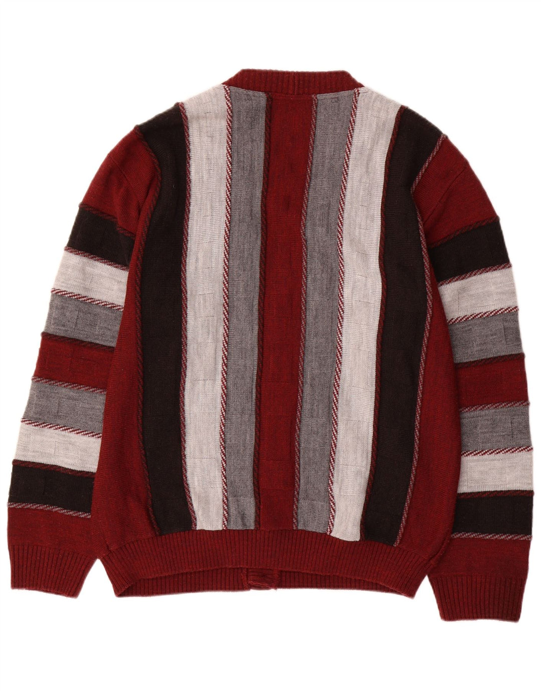 Vintage herre cardigan sweater stor flerfarvet stribet akryl