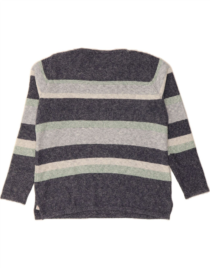 FAT FACE Womens Boat Neck Jumper Sweater UK 10 Small Grey Striped Vintage Fat Face and Second-Hand Fat Face from Messina Hembry 