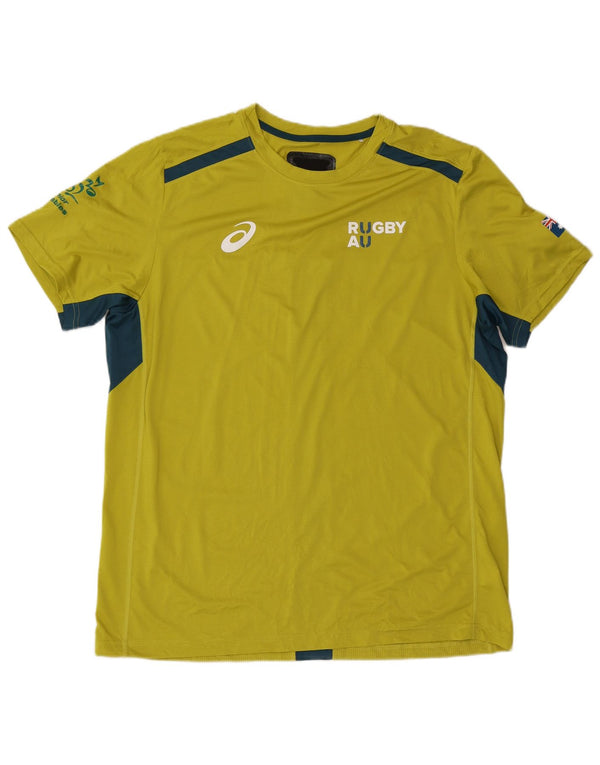 Asics Herre Grafisk T-Shirt Top 2XL Gul Colourblock Polyester