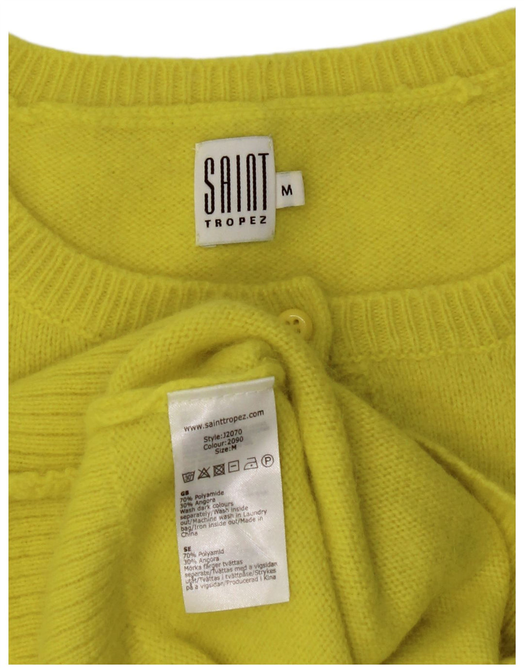 Saint Tropez Dame Cardigan Sweater UK 12 Medium Gul Polyamid