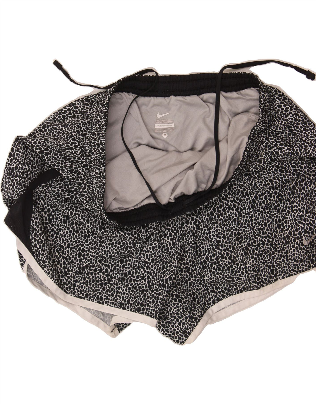NIKE Womens Sport Shorts UK 12 Medium Black Animal Print Polyester Vintage Nike and Second-Hand Nike from Messina Hembry 