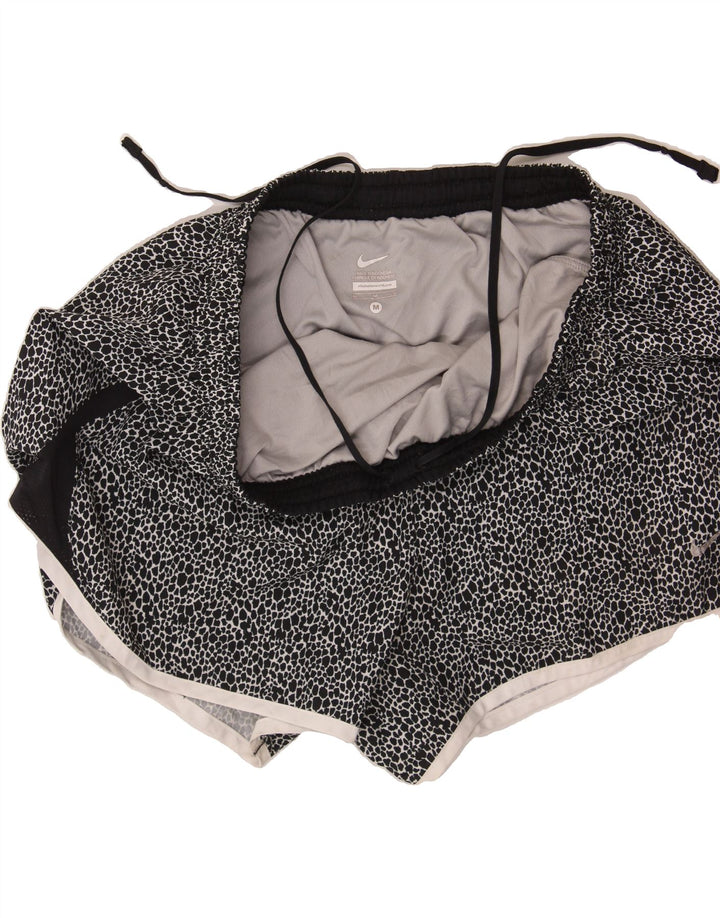 NIKE Womens Sport Shorts UK 12 Medium Black Animal Print Polyester Vintage Nike and Second-Hand Nike from Messina Hembry 