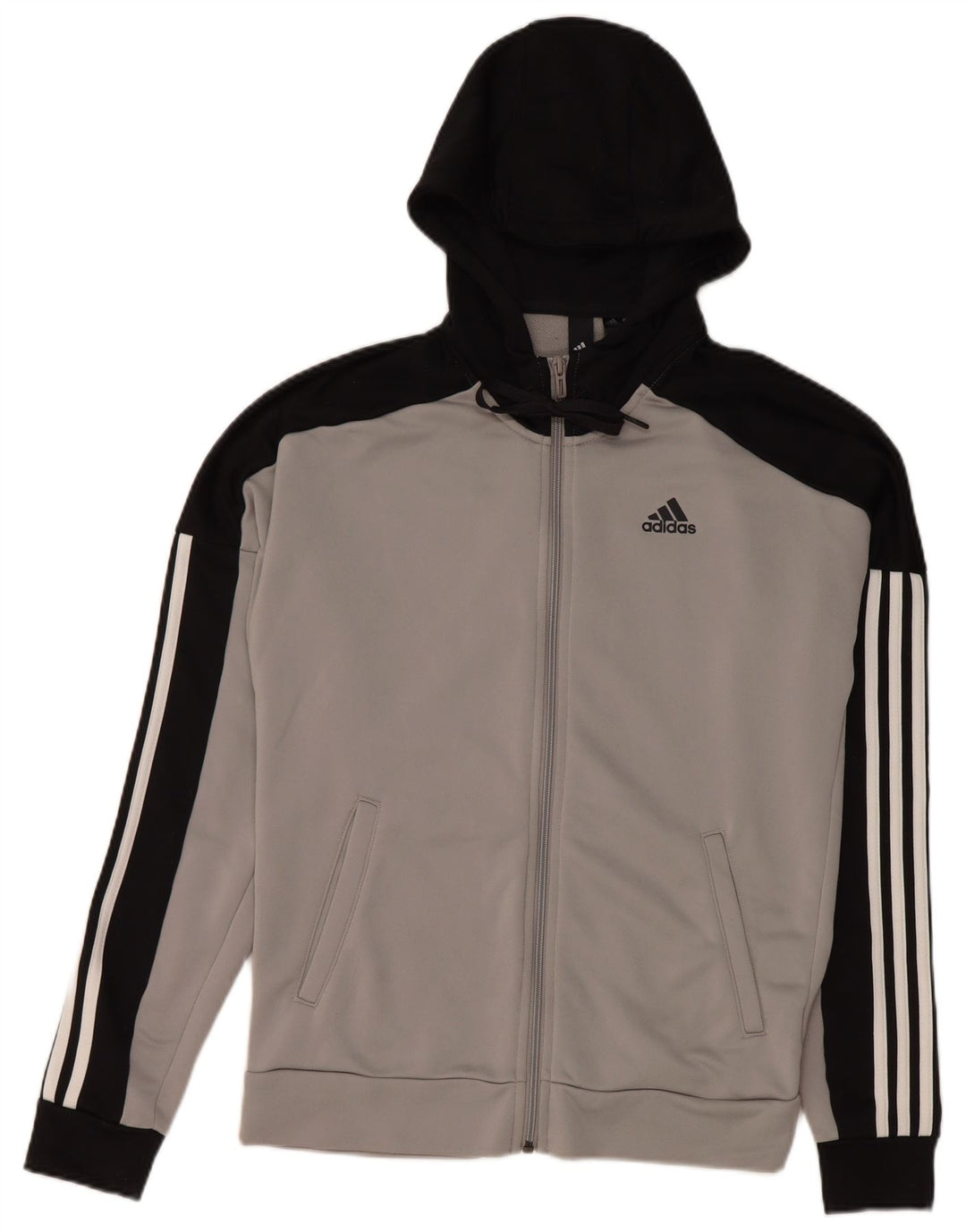 Adidas Hættetrøje med lynlås til mænd, lille grå Colourblock Polyester