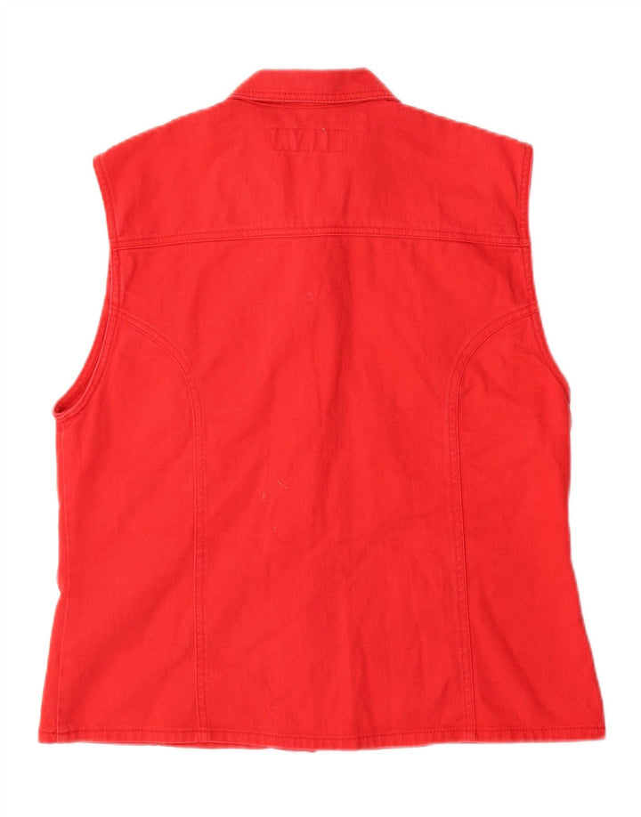 Vintage Dame Denim Gilet UK 16 Large Red Bomuld