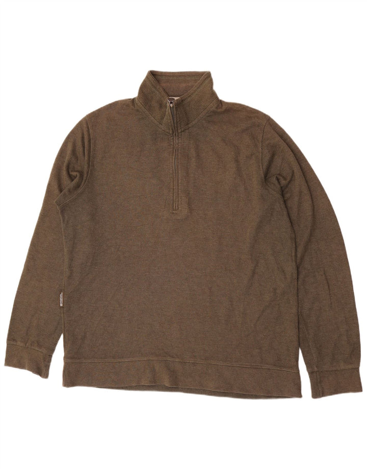 Mountain Warehouse Herre Zip Neck Sweatshirt Jumper 2XL Khaki Bomuld
