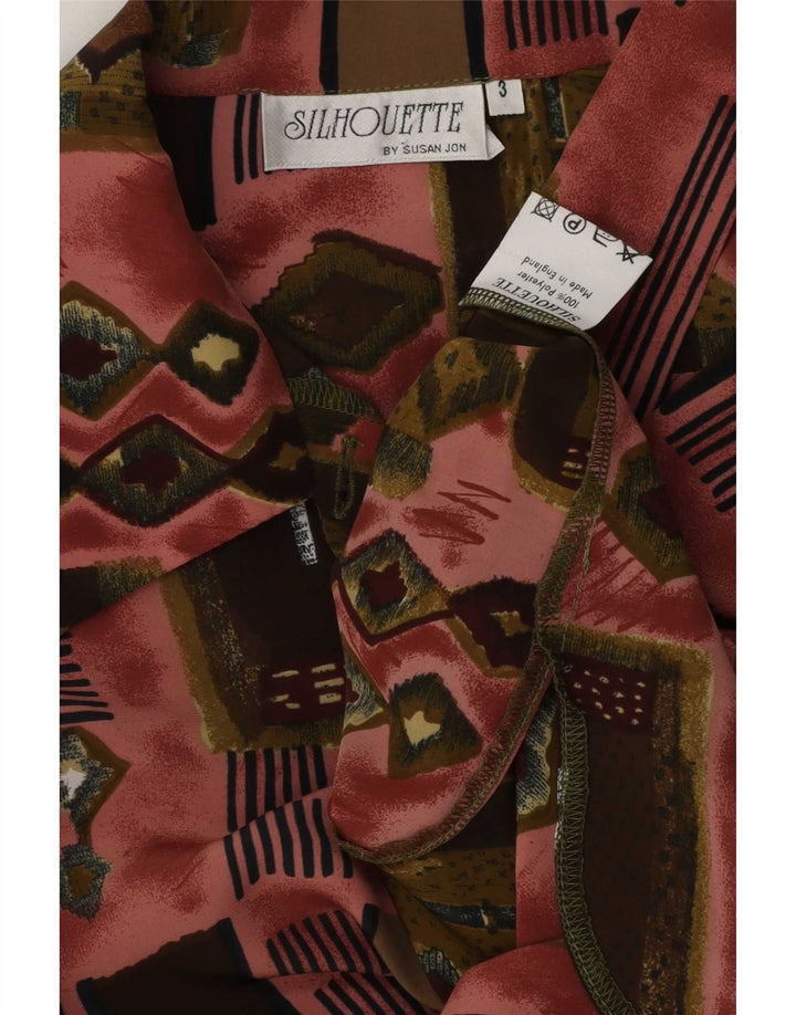 Silhouette Dame Shirt Bluse UK 16 Stor Flerfarvet Geometrisk