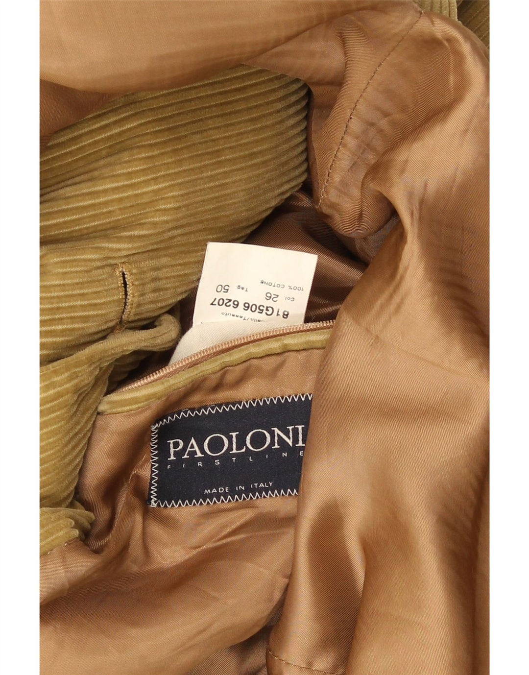 Paoloni Herre 3-knaps Corduroy Blazer Jacket IT 50 Stor Beige Bomuld