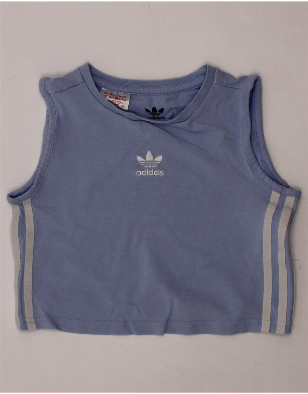ADIDAS Girls Crop Vest Top 9-10 År Blå Bomuld