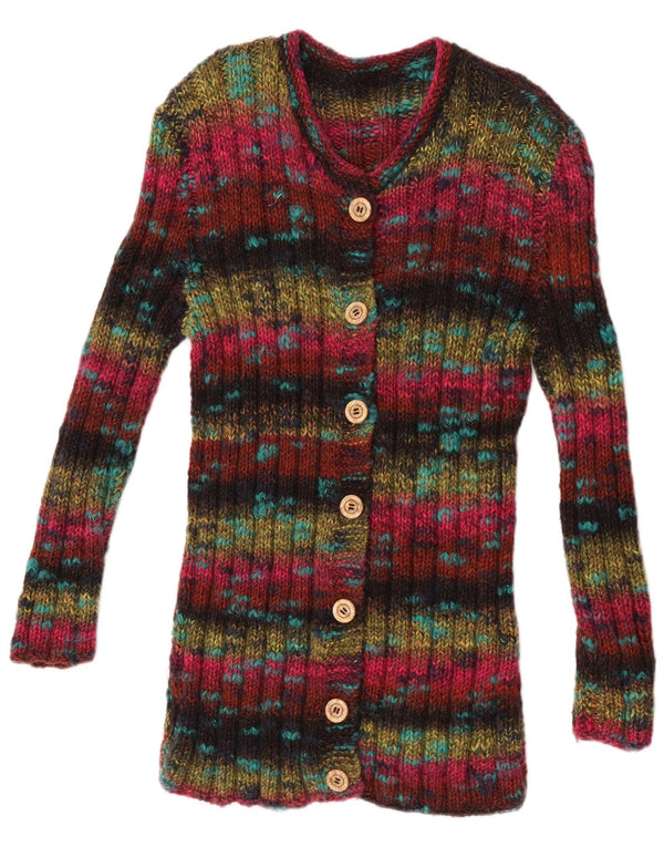 Vintage Womens Longline Cardigan Sweater UK 10 Small Multicoloured Flecked