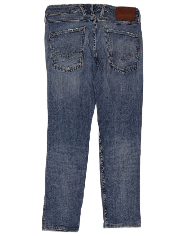 Replay Herre Distressed Slim Jeans W31 L26 Blå Bomuld