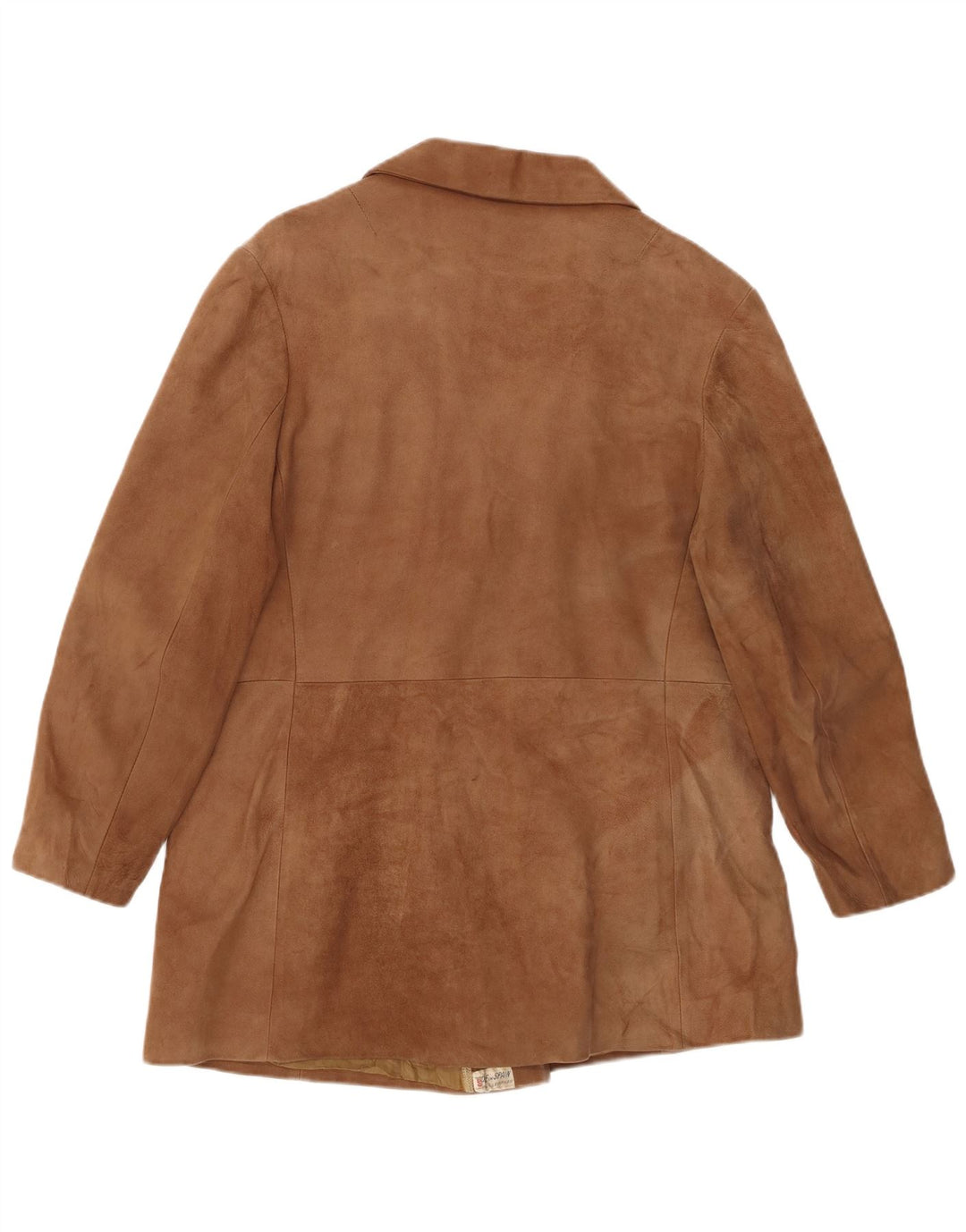 VINTAGE Dame Ruskind Dobbeltradet Frakke EU 50 3XL Brunt Læder