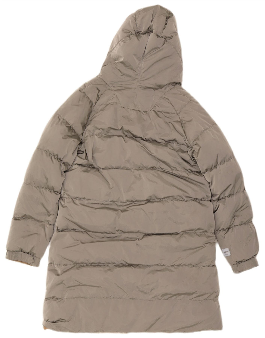 Max Mara Dame Hætte Vendbar Polstret Frakke UK 10 Lille Beige Polyamid