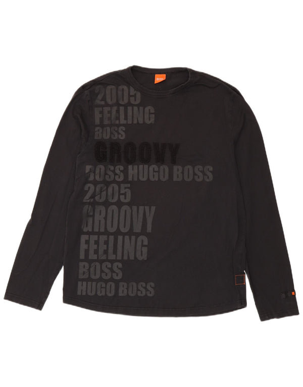Hugo Boss Herre Grafisk Top Langærmet Medium Sort Bomuld