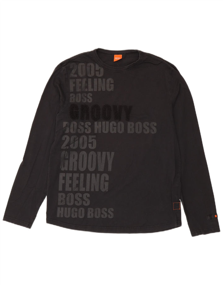 Hugo Boss Herre Grafisk Top Langærmet Medium Sort Bomuld