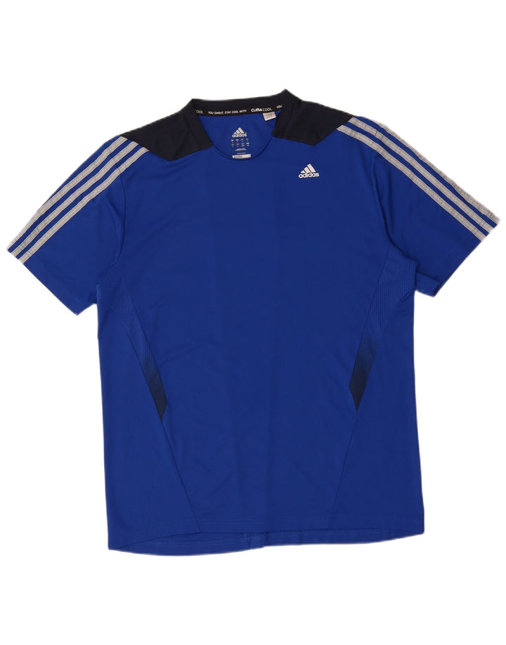 ADIDAS Herre Climacool T-Shirt Top Stor Blå Colourblock Polyester