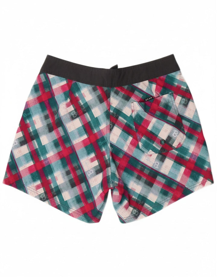BEAR Mens Swimming Shorts Medium Green Check Polyester Vintage Bear and Second-Hand Bear from Messina Hembry 