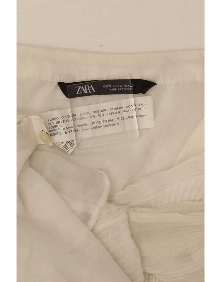 Zara skjortebluse til kvinder UK 10 Lille hvid polyester