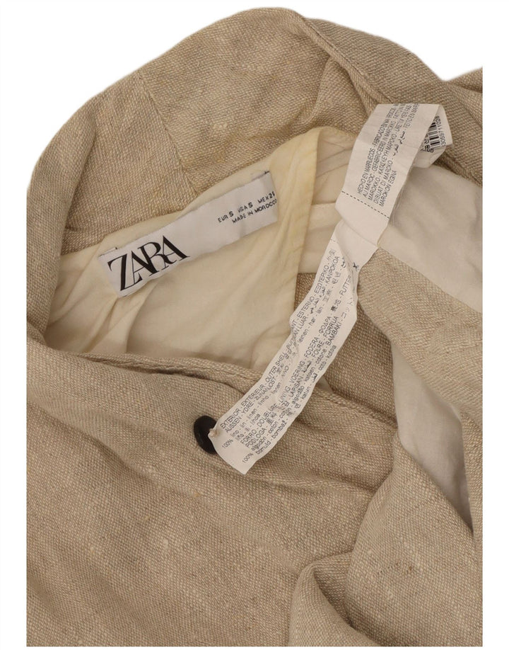 Zara Dame Oversized Double Breasted Blazer Jacket UK 10 Small Beige Linen