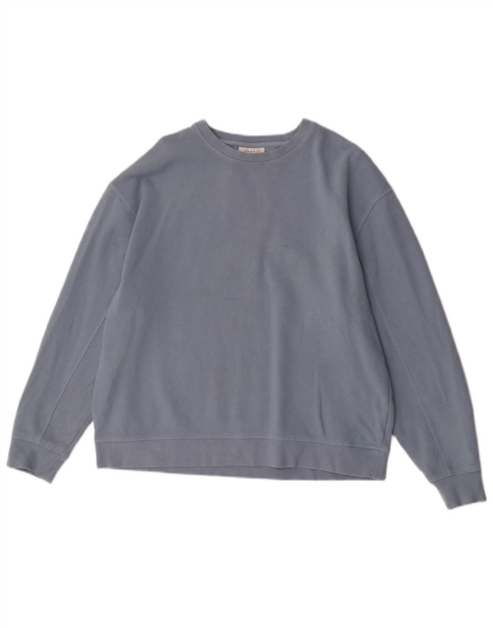 Topshop Dame Oversized Sweatshirt Jumper UK 16 Stor Blå Bomuld