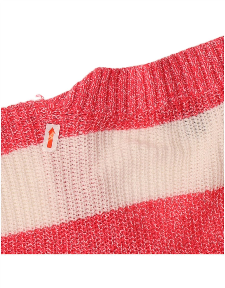 TOMMY HILFIGER Dame Boat Neck Jumper Sweater UK 10 Small Pink Stribet