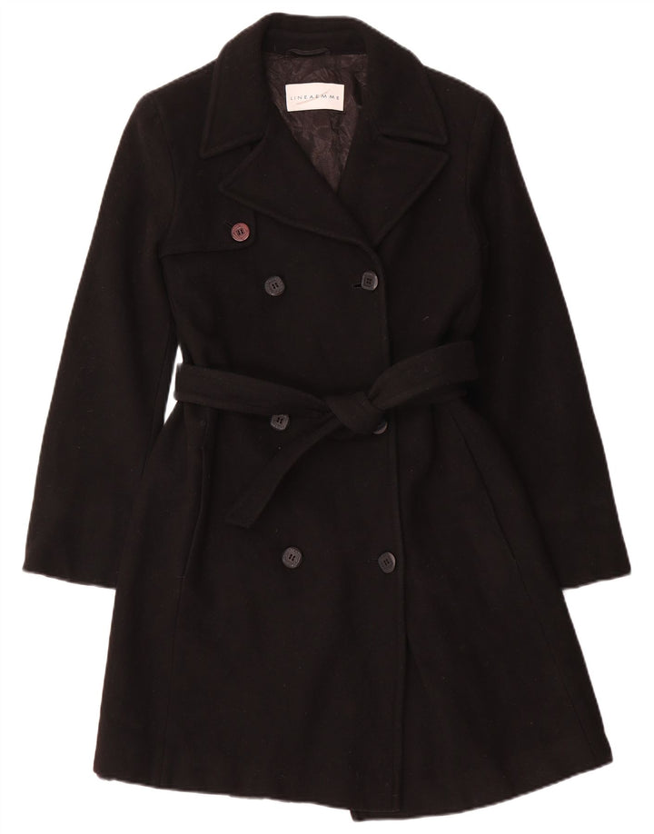Lineaemme Dame Dobbeltradet Frakke UK 8 Small Black Wool