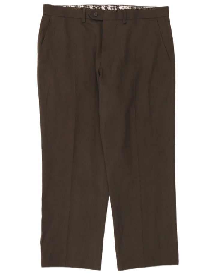 Marks & Spencer Straight Suit Bukser til mænd W36 L29 brun polyester