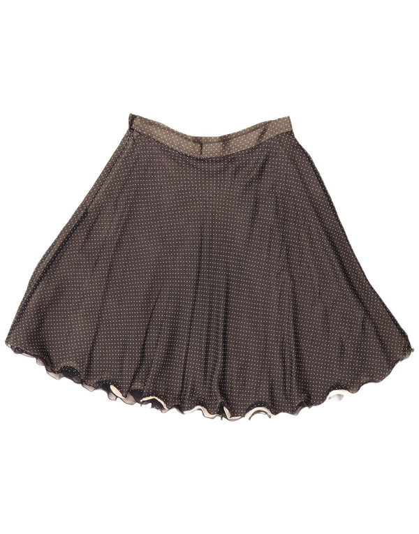 Vintage A-line nederdel til kvinder IT 44 Medium W28 Sort plettet silke