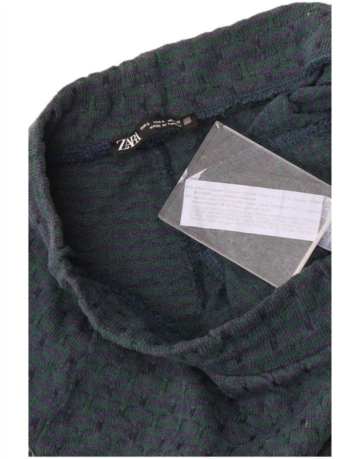 Zara Træningsdragtsbukser til kvinder UK 10 Small Green Geometric