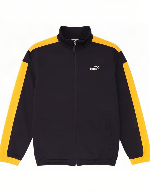 Puma Boys Tracksuit Top Jacket 15-16 Years Navy Blue Colourblock Polyester