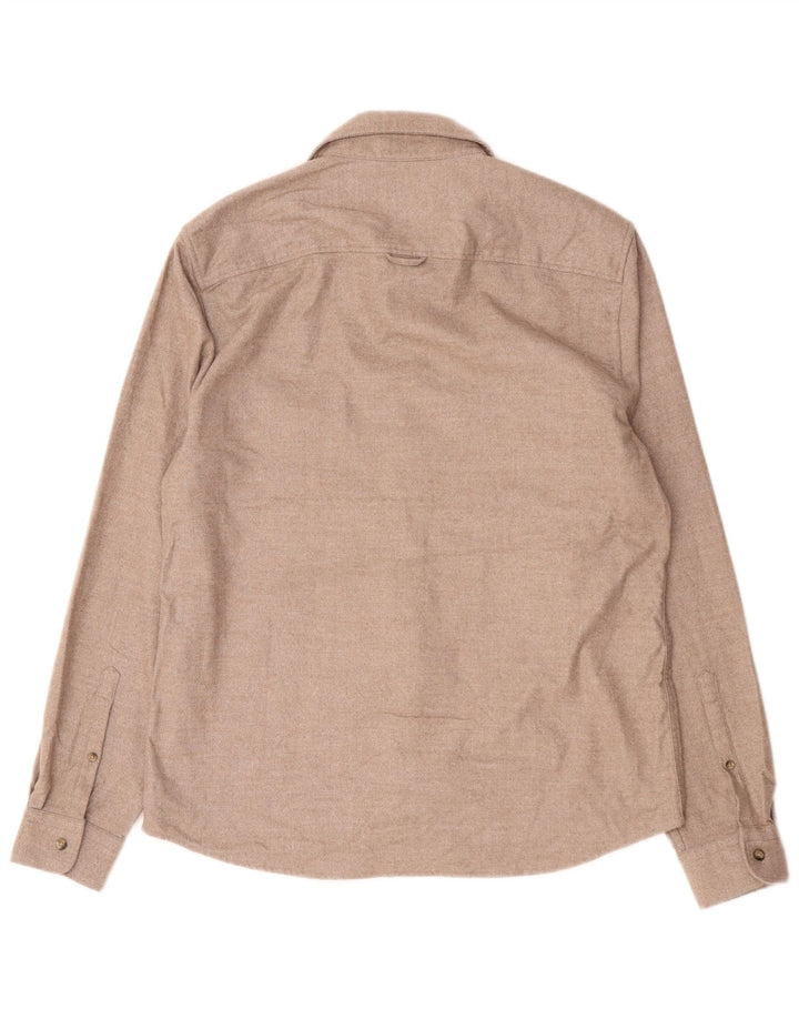 Reiss Herre Regular Fit Flannel Shirt XL Beige Flecked Polyester
