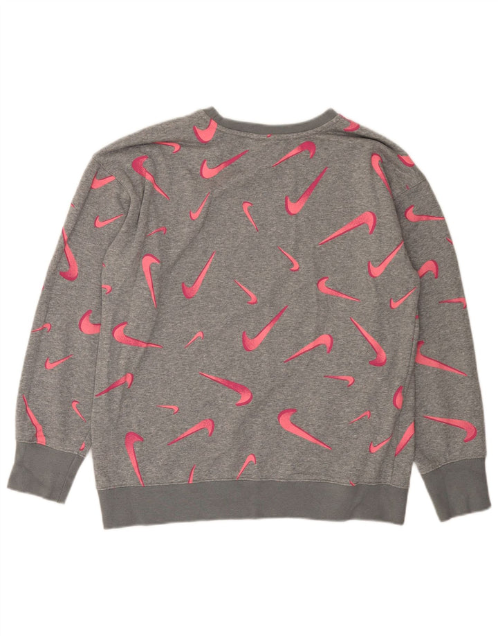 NIKE piger grafisk sweatshirt trøje 13-14 år XL Grå Geometrisk