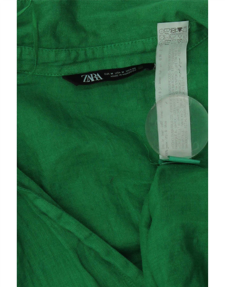 Zara Dameskjorte UK 14 Medium Green Linen