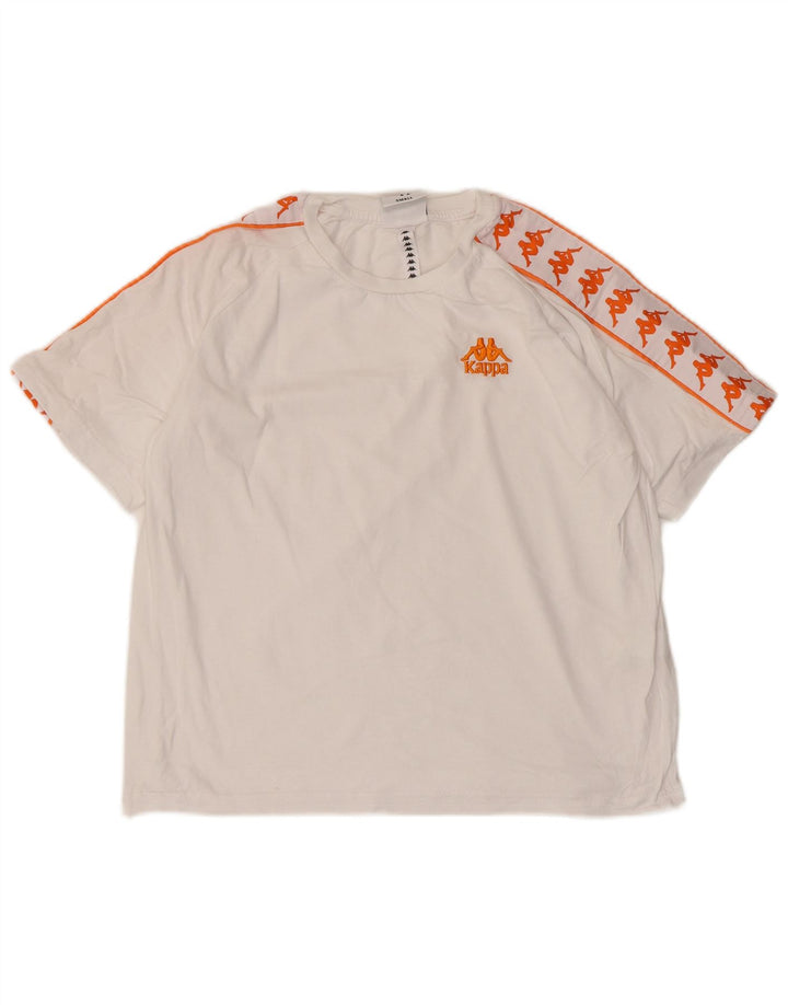 Kappa Dame Grafisk T-Shirt Top UK 10 Small White Bomuld