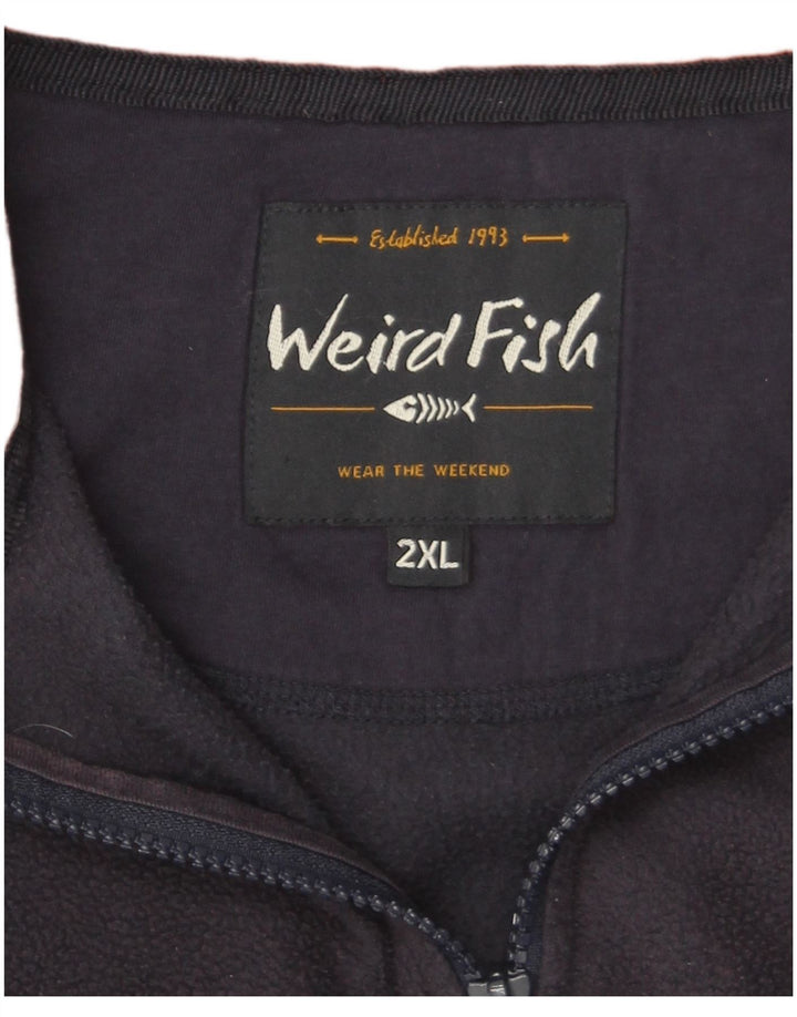 Weird Fish Herre Zip Neck Fleece Jumper 2XL Navy Blue Polyester