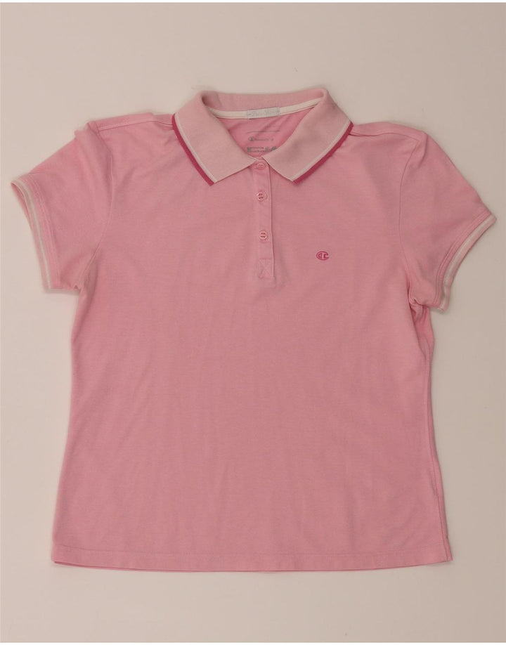 CHAMPION Womens Polo Shirt UK 14 Medium Pink Vintage Champion and Second-Hand Champion from Messina Hembry 