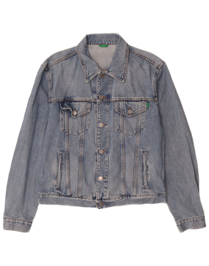 Benetton Herre denimjakke UK 40 Large Blue Cotton