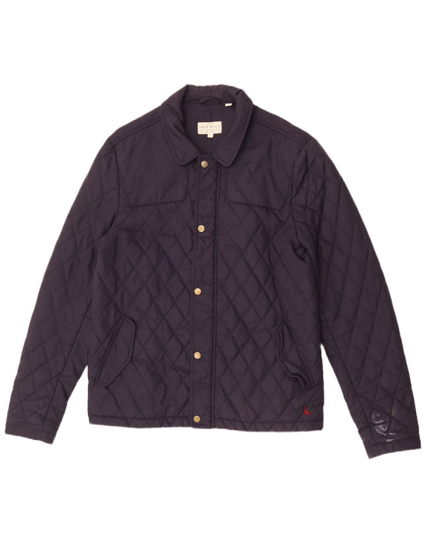 Jack Wills Mens Quilted Jacket UK 40 Large Navy Blue Nylon
