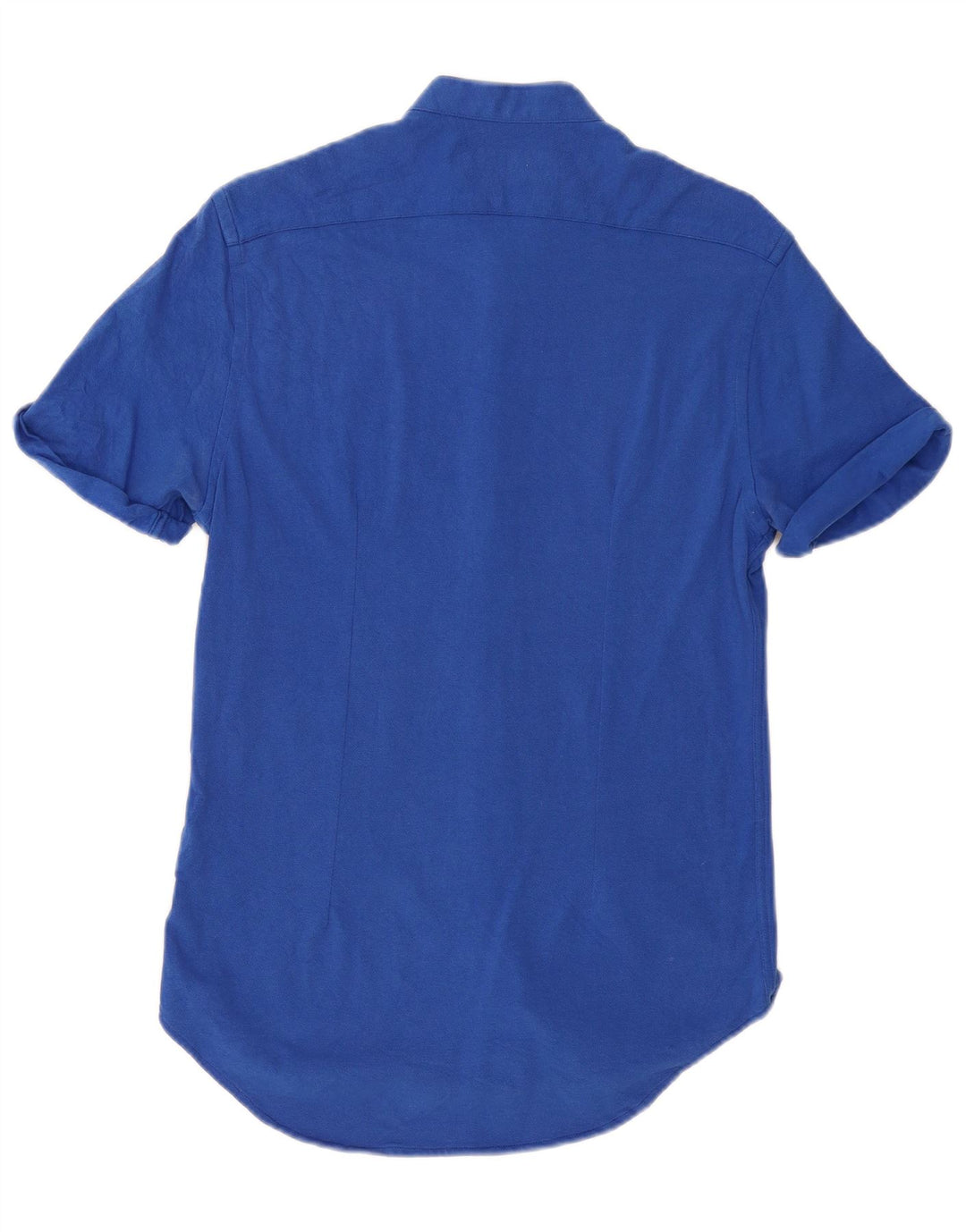 ZARA Herre Slim Fit kortærmet skjorte mellemblå bomuld