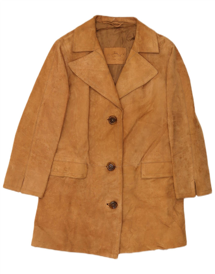 Vintage dame ruskind 3-knaps blazerjakke UK 12 Medium Beige