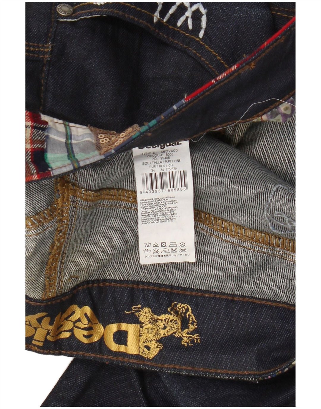 Desigual Dame Slim Jeans W34 L33 Marineblå Bomuld