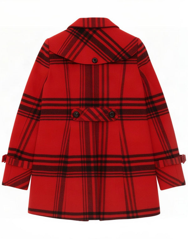 Jane Norman Womens Trench Coat UK 10 Small Red Check Acrylic