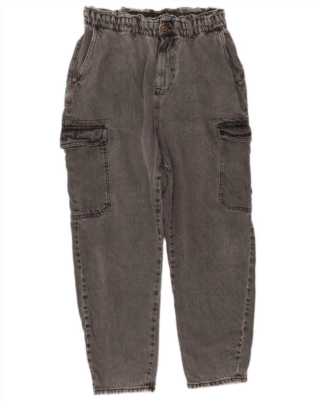 Zara Womens Crop Cargo Loose Jeans EU 40 Medium W32 L25 Grå Bomuld