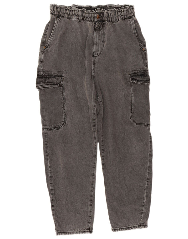 Zara Womens Crop Cargo Loose Jeans EU 40 Medium W32 L25 Grå Bomuld