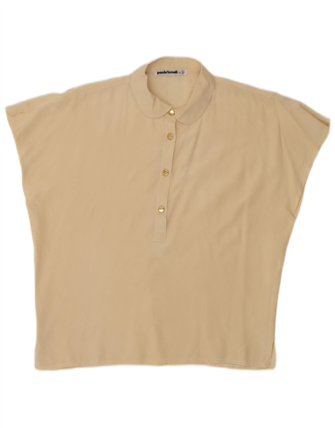 Paolo Tonali Dame Oversized Bluse Top UK 10 Small Beige