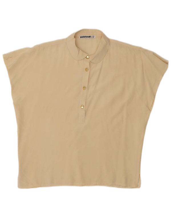 Paolo Tonali Dame Oversized Bluse Top UK 10 Small Beige