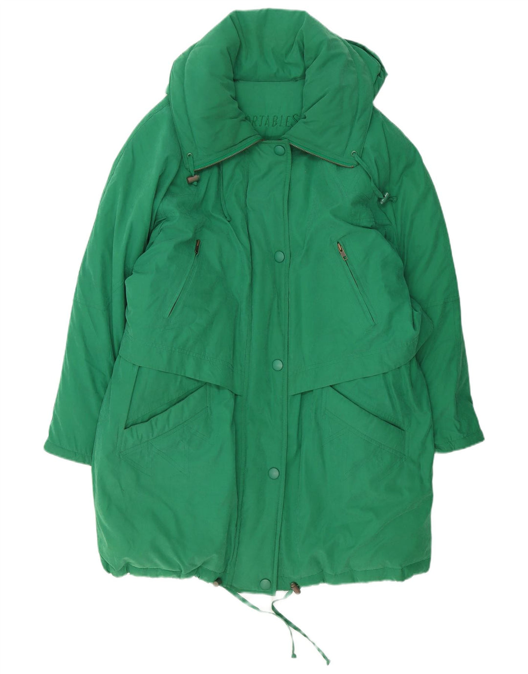 VINTAGE Dame Oversized Polstret Frakke EU 42 Large Green Polyester